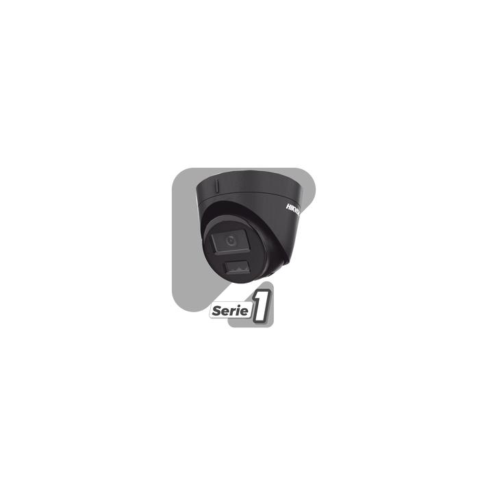 [Dual Light] Turret IP 4 Megapixel / Color Negro /  Lente 2.8 mm / 30 mts IR + 30 mts Luz Blanca / Micrófono Integrado