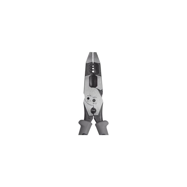 Pinza Híbrida con Ponchadora de 8". Pela Cable Sólido de 10-14 AWG y Cable Trenzado de 12-16 AWG