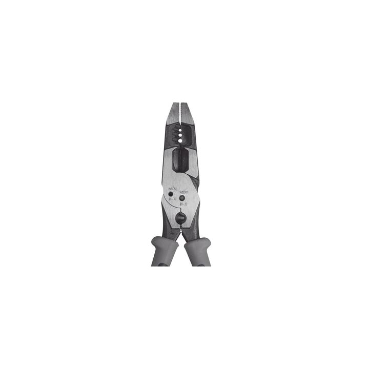 Pinza Híbrida con Ponchadora de 8". Pela Cable Sólido de 10-14 AWG y Cable Trenzado de 12-16 AWG