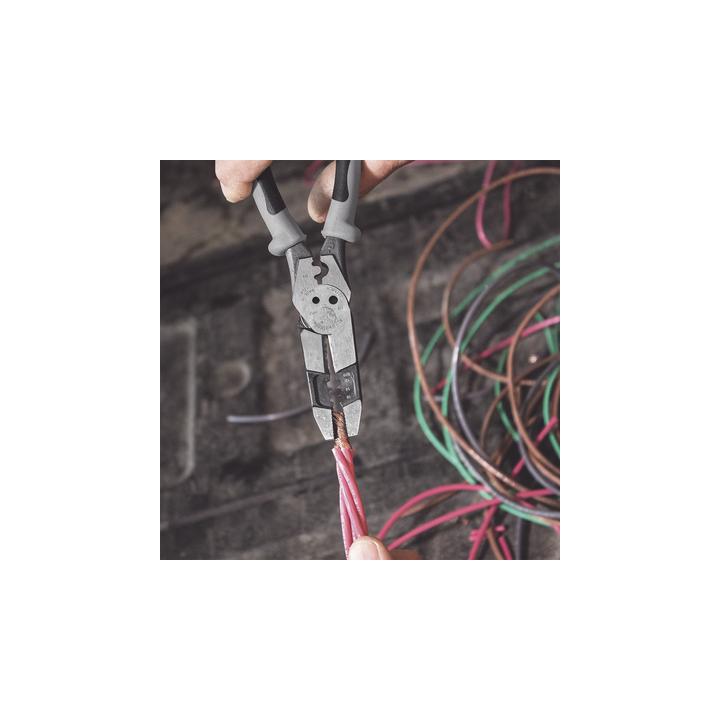 Pinza Híbrida con Ponchadora de 8". Pela Cable Sólido de 10-14 AWG y Cable Trenzado de 12-16 AWG