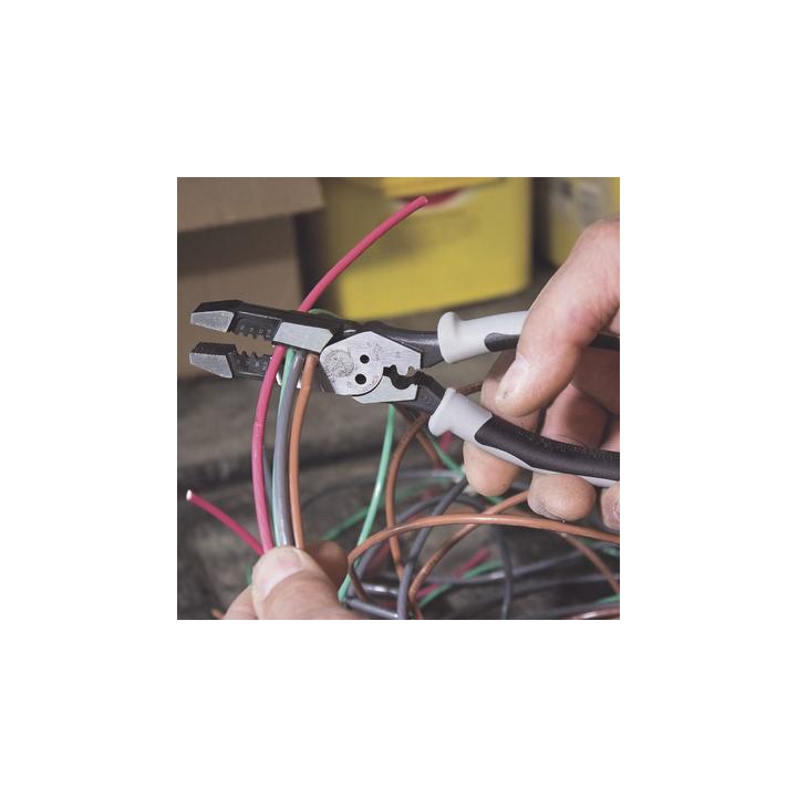 Pinza Híbrida con Ponchadora de 8". Pela Cable Sólido de 10-14 AWG y Cable Trenzado de 12-16 AWG