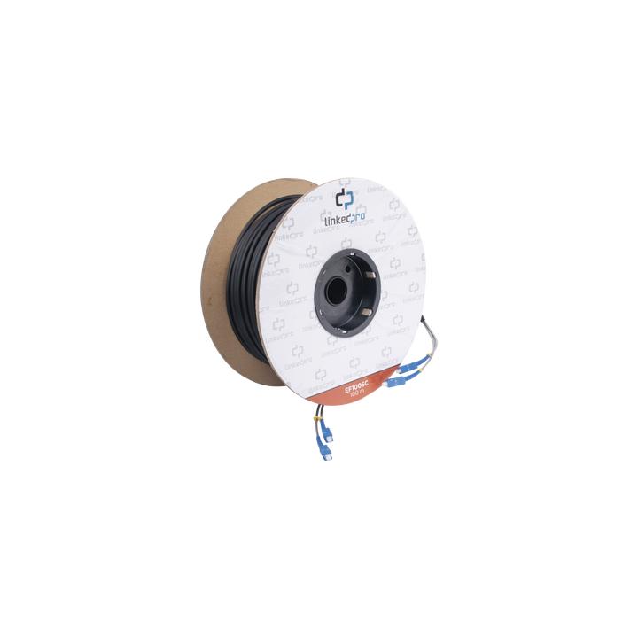 Carrete de Fibra Óptica Monomodo con Conectores SC-SC Duplex, Reforzada con Kevlar, de 100 Metros (328.08 Pies)