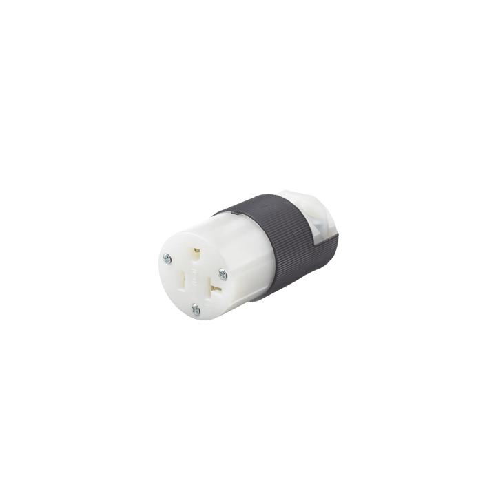 Conector Entrada Recta/ 20 A 125V/ 2 Polos 3 Hilos/ Nema 5-20 R/ Grado Industrial- Comercial / Color Negro-Blanco.