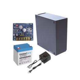 Kit con fuente PLB2 con salida de 12 Vcc a 1.5 Amper, incluye transformador y batería de 12 V a 5.5 Amper
