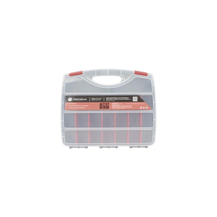 Caja Organizadora con 21 Divisiones Fabricada en Plástico de Alta Resistencia de 38x31x7 cm.