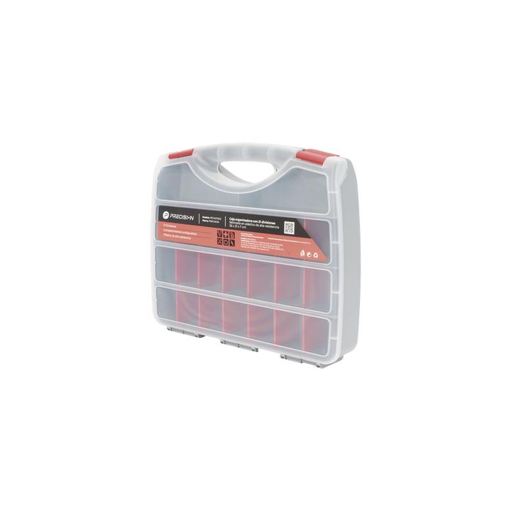 Caja Organizadora con 21 Divisiones Fabricada en Plástico de Alta Resistencia de 38x31x7 cm.