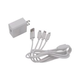 Cargador de pared USB de 5 Vcc 2A / Multi-puertos / USB-C / Micro USB / Tipo C / Lightning (iPhone) / Extensión de