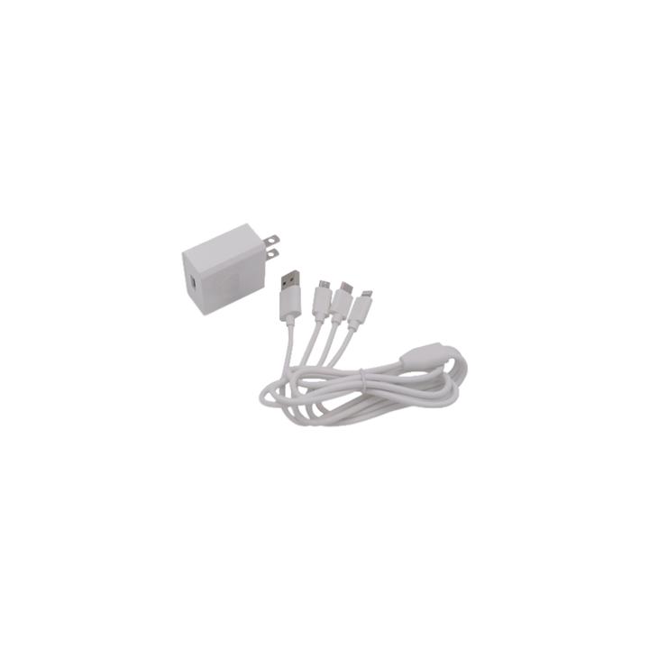 Cargador de pared USB de 5 Vcc 2A / Multi-puertos / USB-C / Micro USB / Tipo C / Lightning (iPhone) / Extensión de