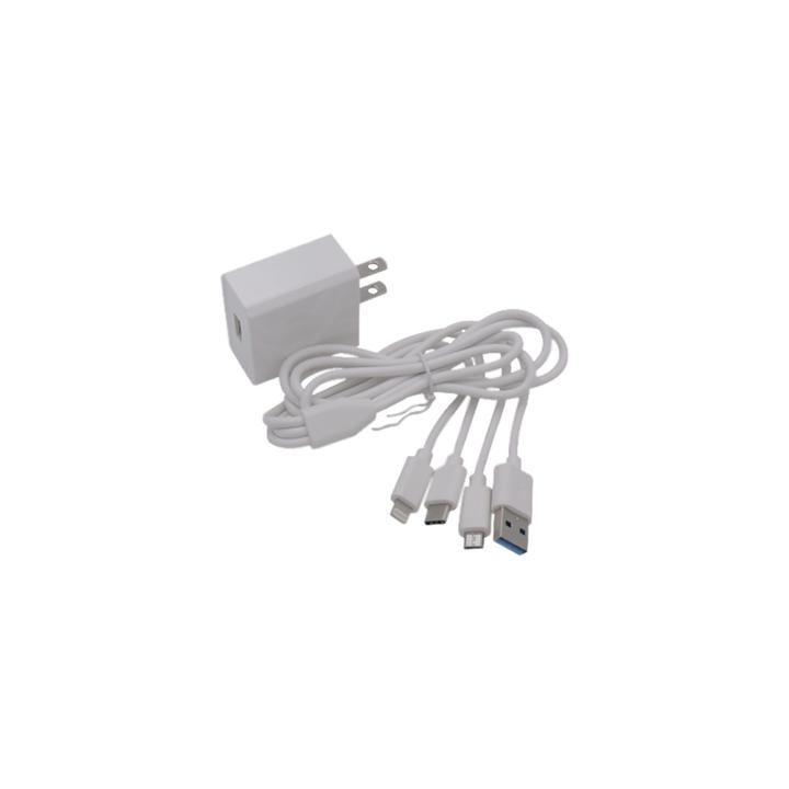 Cargador de pared USB de 5 Vcc 2A / Multi-puertos / USB-C / Micro USB / Tipo C / Lightning (iPhone) / Extensión de