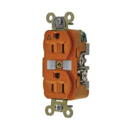 Contacto Dúplex Conexión a Tierra Aislada 15A 125V/ 2 Polos 3 Hilos/ Color Naranja/ Nema 5-15R/ Grado Industrial.