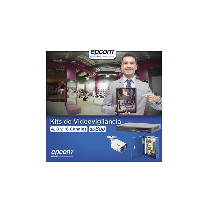 KIT TurboHD 1080p / DVR 16 Canales / 16 Cámaras Bala (exterior 2.8 mm) / Transceptores / Conectores / Fuente de Poder