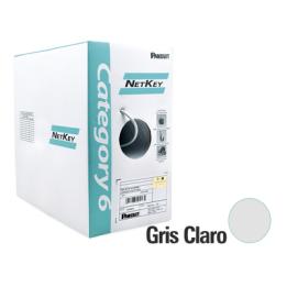 Bobina de Cable UTP de 305 Metros (1000 Pies) de Cobre, NetKey, Gris Claro, Categoría 6 (24 AWG), 1000Mbps, Riser