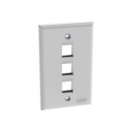 Placa de Pared Vertical, Salida Para 3 Puertos Keystone, Color Blanco