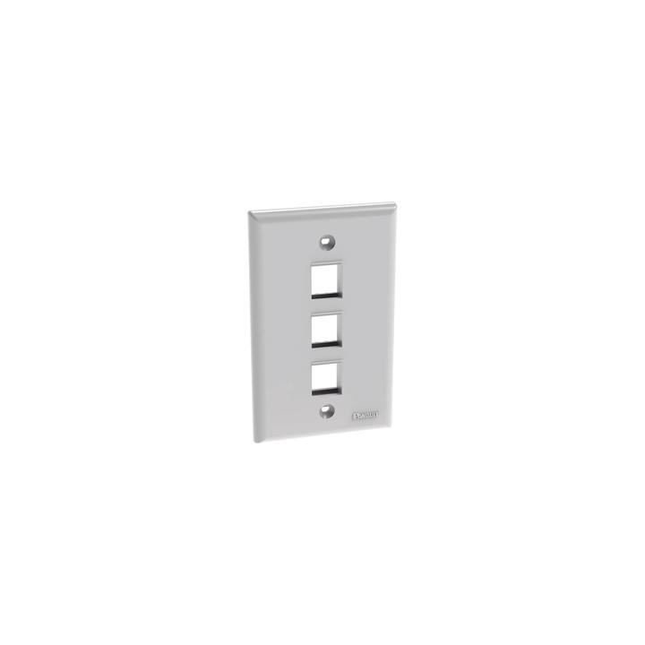 Placa de Pared Vertical, Salida Para 3 Puertos Keystone, Color Blanco
