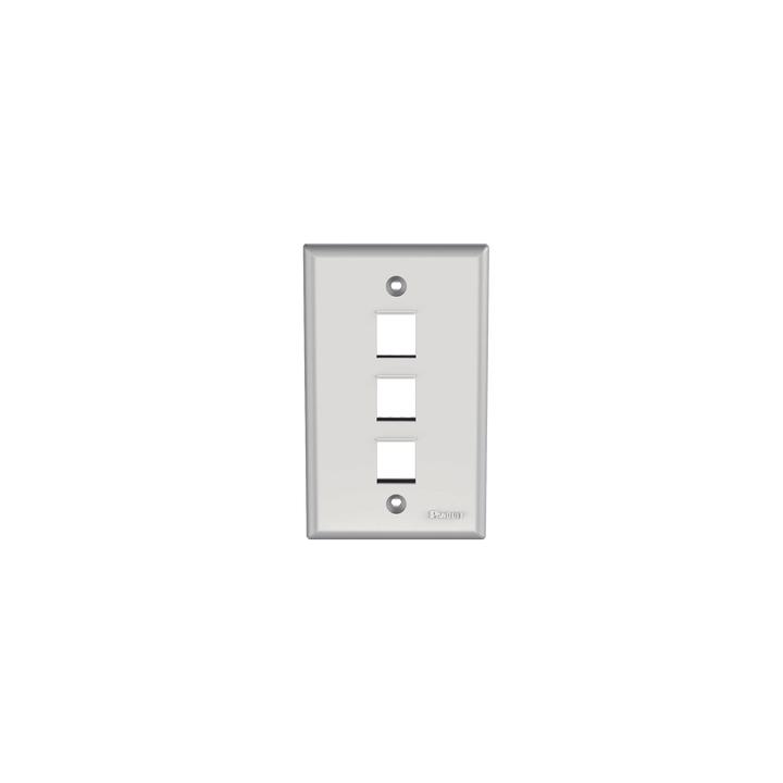 Placa de Pared Vertical, Salida Para 3 Puertos Keystone, Color Blanco