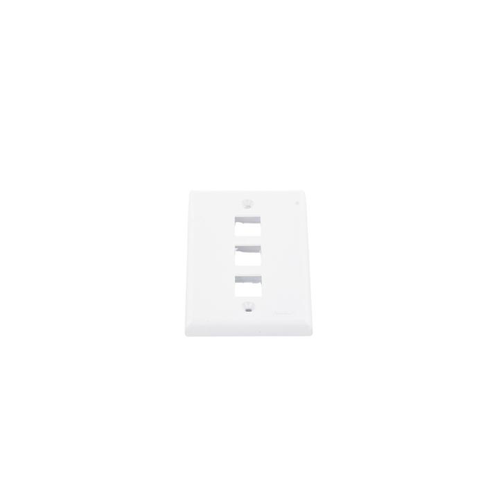 Placa de Pared Vertical, Salida Para 3 Puertos Keystone, Color Blanco