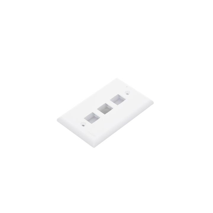 Placa de Pared Vertical, Salida Para 3 Puertos Keystone, Color Blanco