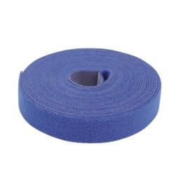 Cinta de Contacto Autoadherente Color Azul / 1.6 cm x 25 metros / Espalda con Espalda (Gancho y Bucle)