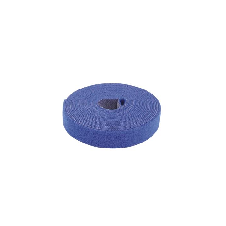 Cinta de Contacto Autoadherente Color Azul / 1.6 cm x 25 metros / Espalda con Espalda (Gancho y Bucle)