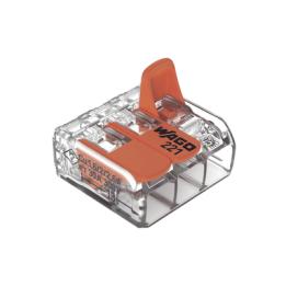 Borna de Conexión con Palancas / 3 Conductores / CAGE CLAMP® / 6 mm² (10 AWG) Máximo / 32A 450V / Transparente /
