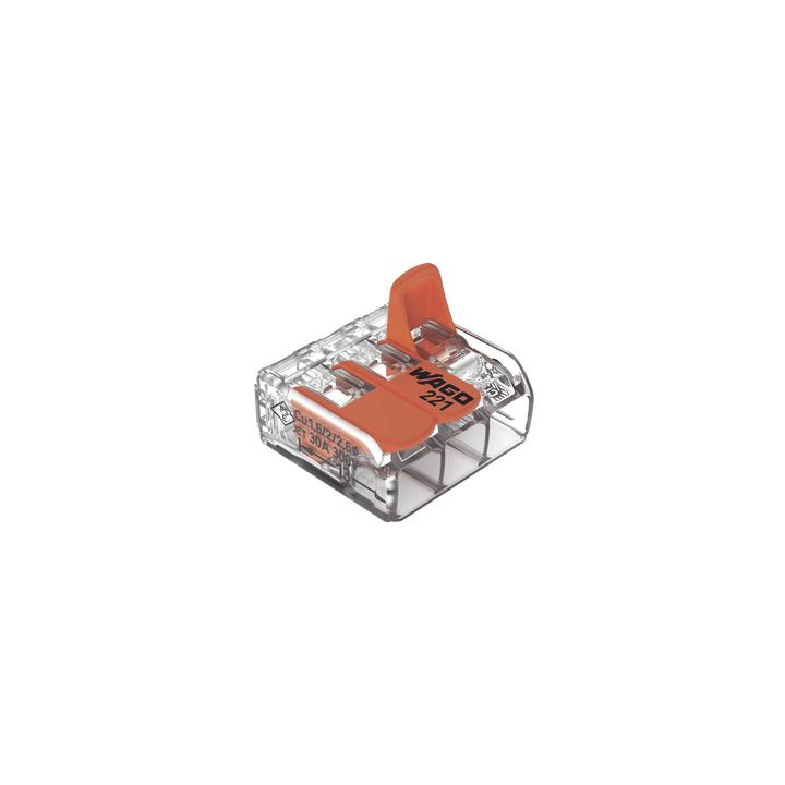 Borna de Conexión con Palancas / 3 Conductores / CAGE CLAMP® / 6 mm² (10 AWG) Máximo / 32A 450V / Transparente /