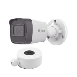 HiLook Series / Bala IP 4 Megapixel / 20 mts IR / Exterior IP67 / PoE / dWDR / Lente 2.8 mm + Caja de conexión