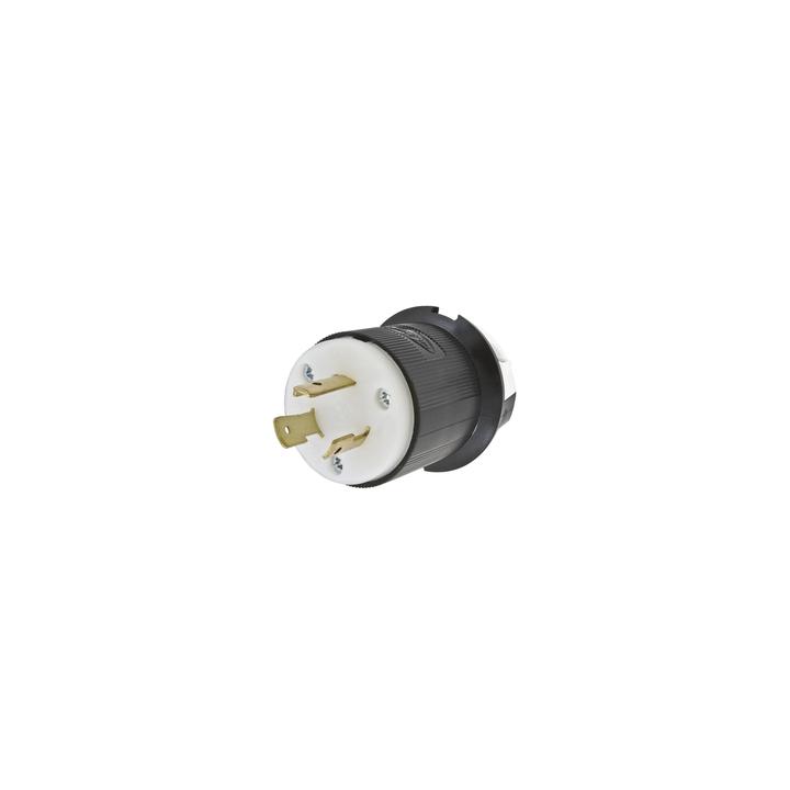 Clavija Industrial con Bloqueo de Media Vuelta / 20 A 250 V CA / 2 Polos 3 Hilos / Color Blanco y Negro / Nema L6-20P.