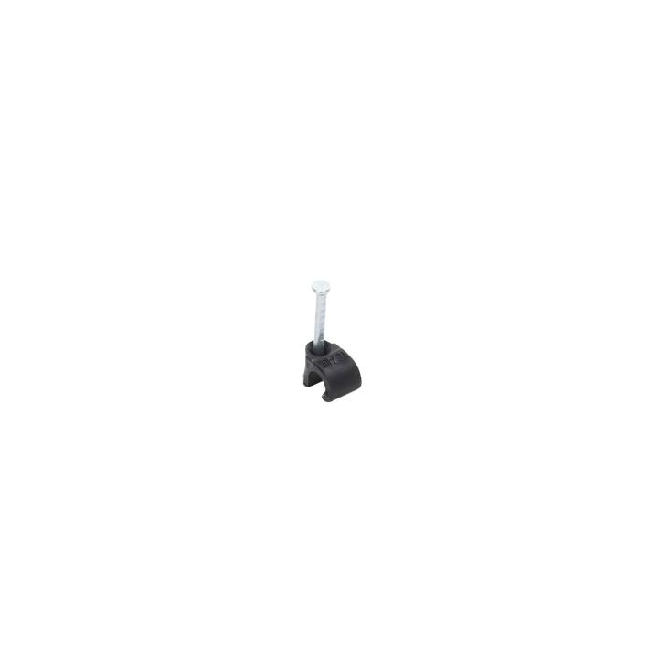 Grapa reforzada para cable redondo de 7mm con clavo de 1" color negro (100pzs) (3103-00301)