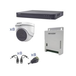 Kit TURBOHD 1080p / DVR 8 Canales / 8 Cámaras Turret (exterior 2.8 mm) / Conectores / Transceptores / Fuente de Poder