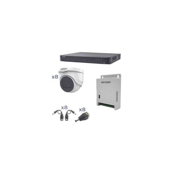 Kit TURBOHD 1080p / DVR 8 Canales / 8 Cámaras Turret (exterior 2.8 mm) / Conectores / Transceptores / Fuente de Poder