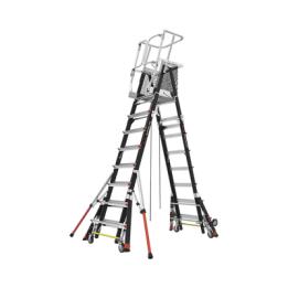 Escalera de Fibra de Vidrio  con Jaula de 8'-14' (2.44 - 4.27 m). Con Ajuste en Ruedas (RATCHET™ Leveler)