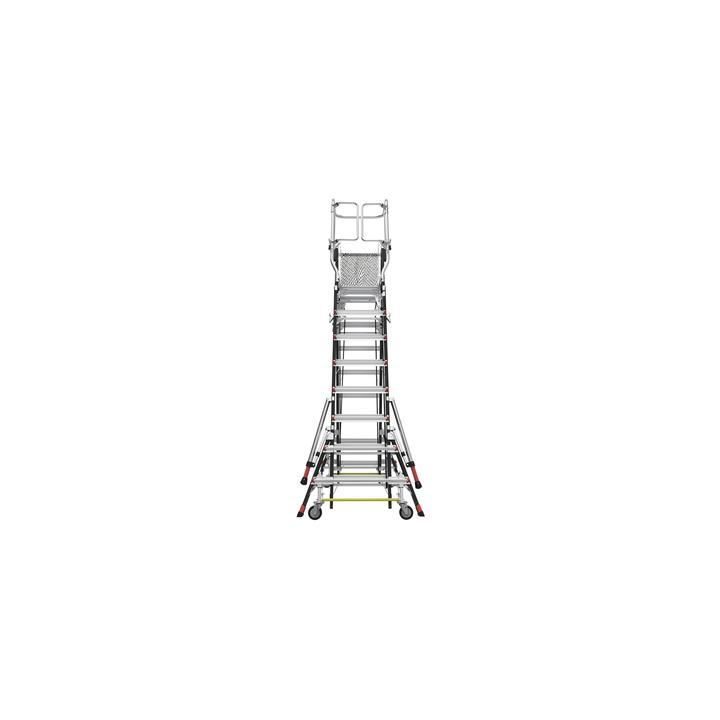 Escalera de Fibra de Vidrio  con Jaula de 8'-14' (2.44 - 4.27 m). Con Ajuste en Ruedas (RATCHET™ Leveler)