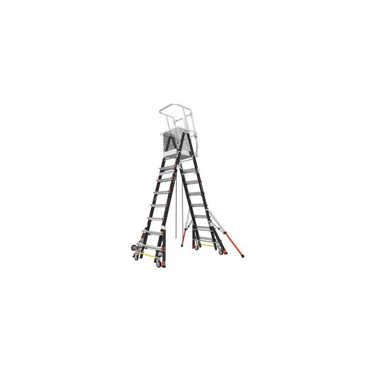 Escalera de Fibra de Vidrio  con Jaula de 8'-14' (2.44 - 4.27 m). Con Ajuste en Ruedas (RATCHET™ Leveler)