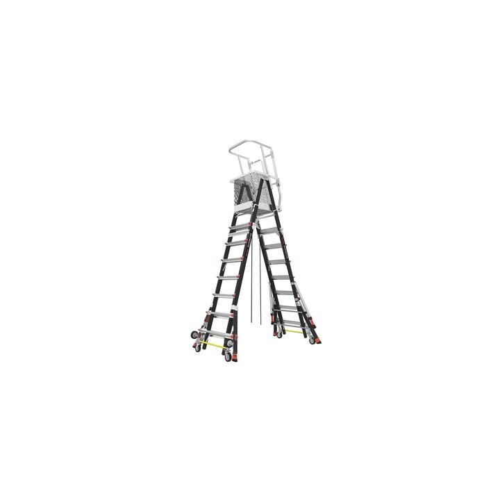 Escalera de Fibra de Vidrio  con Jaula de 8'-14' (2.44 - 4.27 m). Con Ajuste en Ruedas (RATCHET™ Leveler)