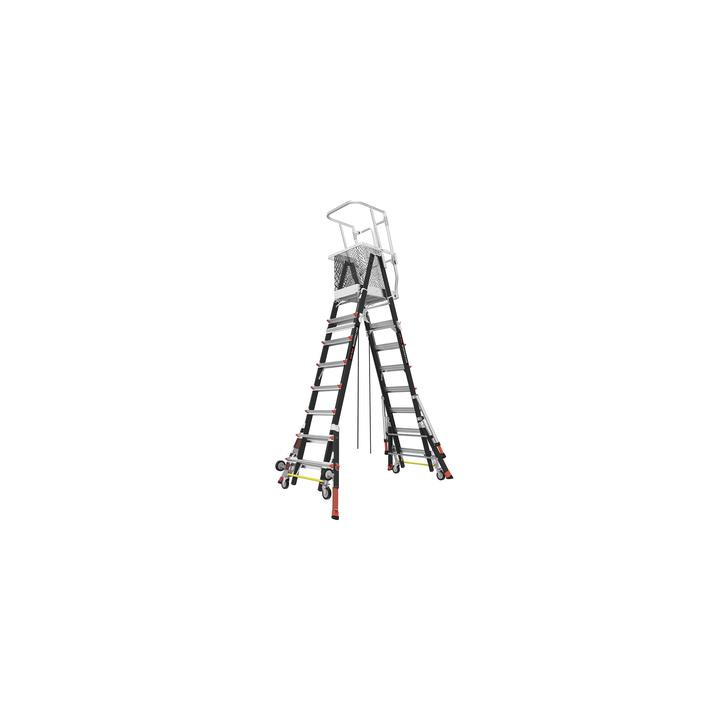 Escalera de Fibra de Vidrio  con Jaula de 8'-14' (2.44 - 4.27 m). Con Ajuste en Ruedas (RATCHET™ Leveler)