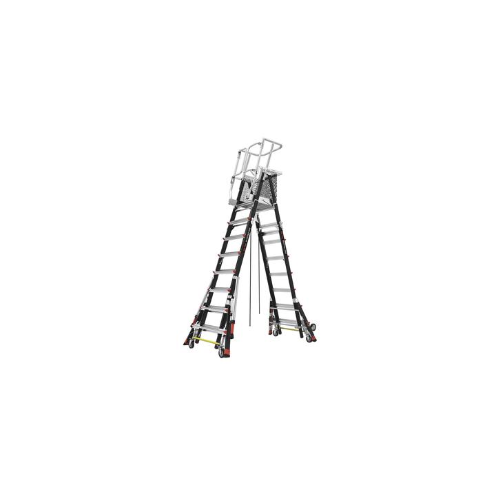 Escalera de Fibra de Vidrio  con Jaula de 8'-14' (2.44 - 4.27 m). Con Ajuste en Ruedas (RATCHET™ Leveler)