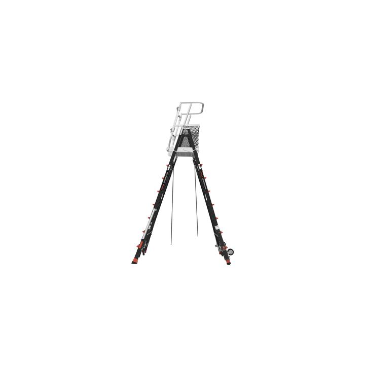 Escalera de Fibra de Vidrio  con Jaula de 8'-14' (2.44 - 4.27 m). Con Ajuste en Ruedas (RATCHET™ Leveler)