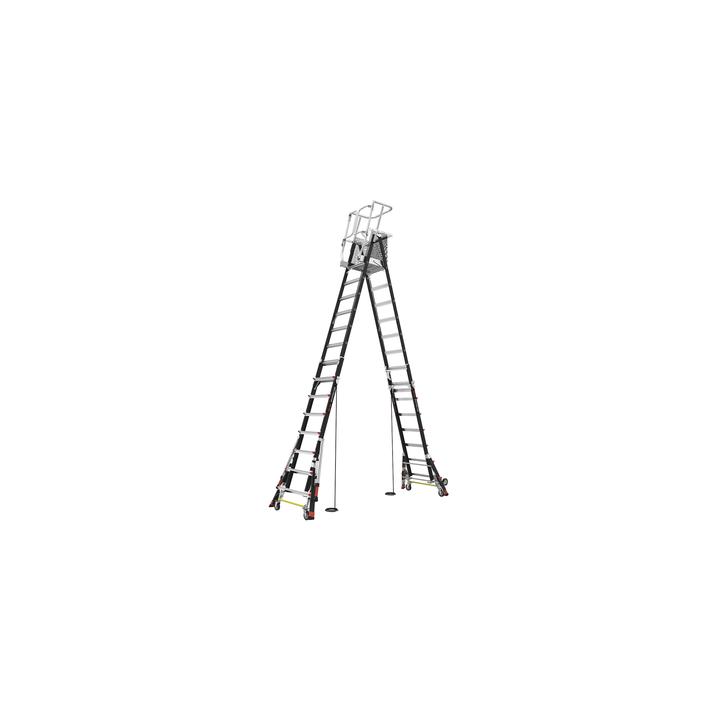 Escalera de Fibra de Vidrio  con Jaula de 8'-14' (2.44 - 4.27 m). Con Ajuste en Ruedas (RATCHET™ Leveler)