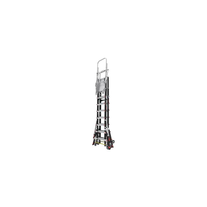 Escalera de Fibra de Vidrio  con Jaula de 8'-14' (2.44 - 4.27 m). Con Ajuste en Ruedas (RATCHET™ Leveler)