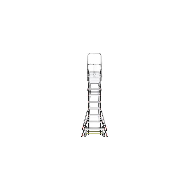 Escalera de Fibra de Vidrio  con Jaula de 8'-14' (2.44 - 4.27 m). Con Ajuste en Ruedas (RATCHET™ Leveler)