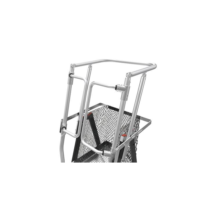 Escalera de Fibra de Vidrio  con Jaula de 8'-14' (2.44 - 4.27 m). Con Ajuste en Ruedas (RATCHET™ Leveler)