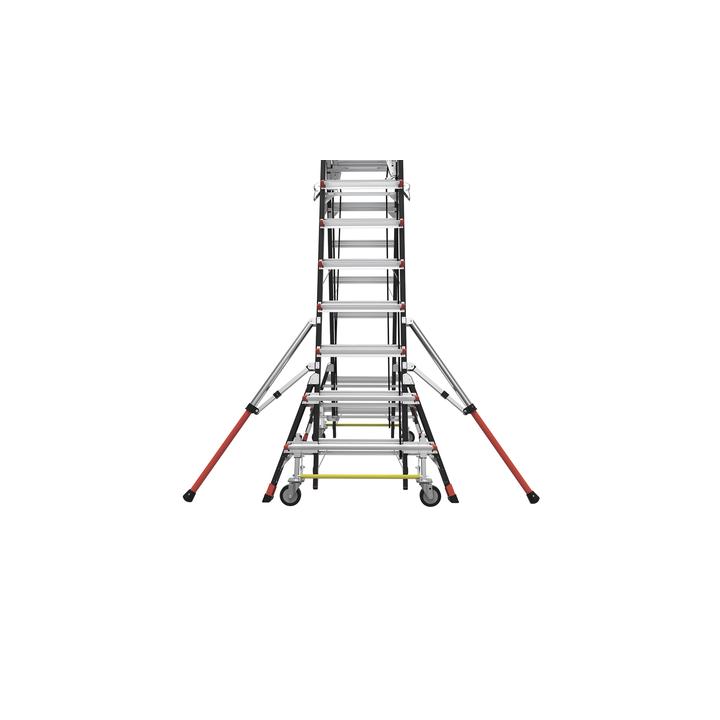 Escalera de Fibra de Vidrio  con Jaula de 8'-14' (2.44 - 4.27 m). Con Ajuste en Ruedas (RATCHET™ Leveler)