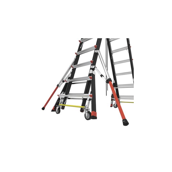 Escalera de Fibra de Vidrio  con Jaula de 8'-14' (2.44 - 4.27 m). Con Ajuste en Ruedas (RATCHET™ Leveler)