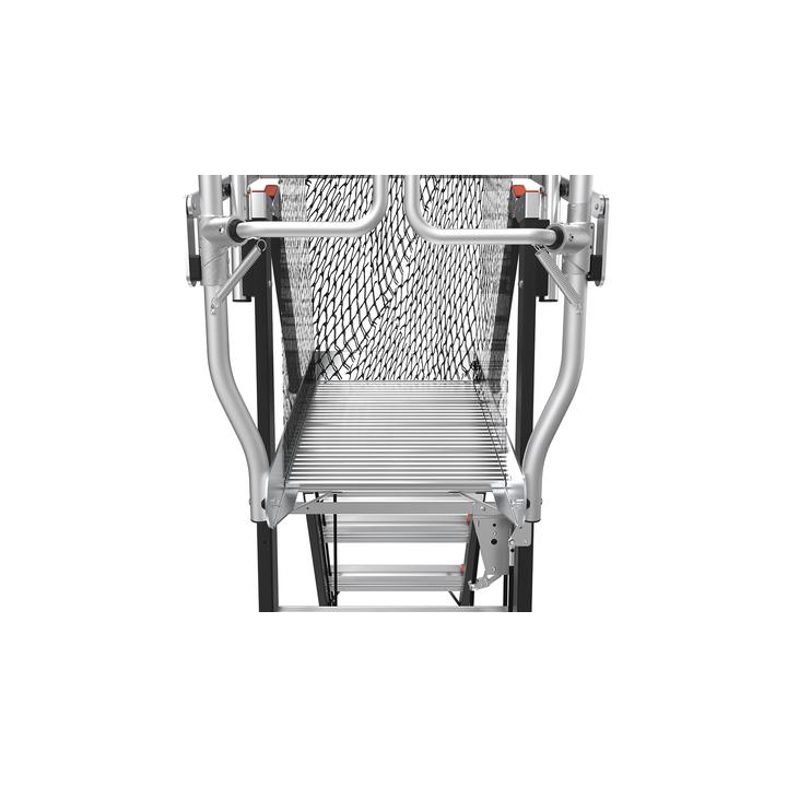 Escalera de Fibra de Vidrio  con Jaula de 8'-14' (2.44 - 4.27 m). Con Ajuste en Ruedas (RATCHET™ Leveler)