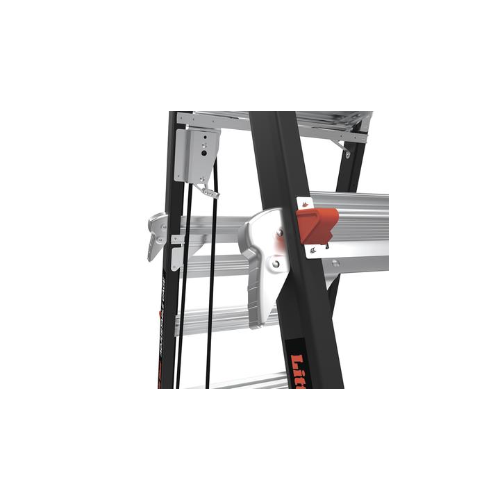 Escalera de Fibra de Vidrio  con Jaula de 8'-14' (2.44 - 4.27 m). Con Ajuste en Ruedas (RATCHET™ Leveler)