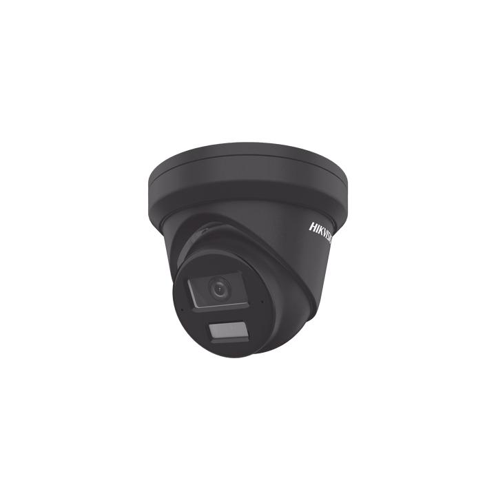 [Dual Light + 2 Micrófonos de Doble Matriz] Turret IP 4 Megapixel / Color Negro / Lente 2.8 mm / 30 mts Luz Blanca +