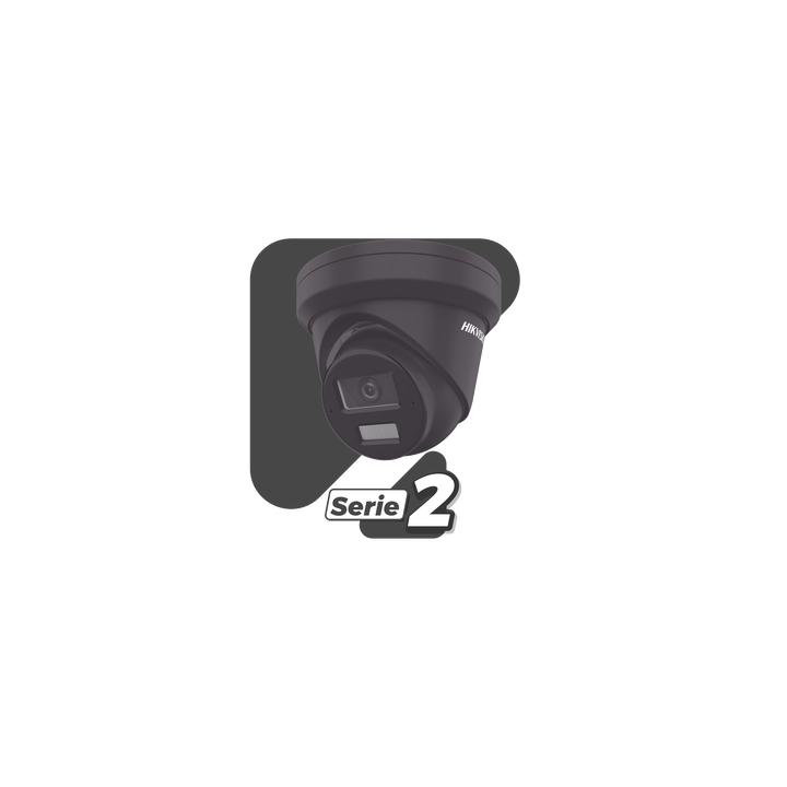 [Dual Light + 2 Micrófonos de Doble Matriz] Turret IP 4 Megapixel / Color Negro / Lente 2.8 mm / 30 mts Luz Blanca +