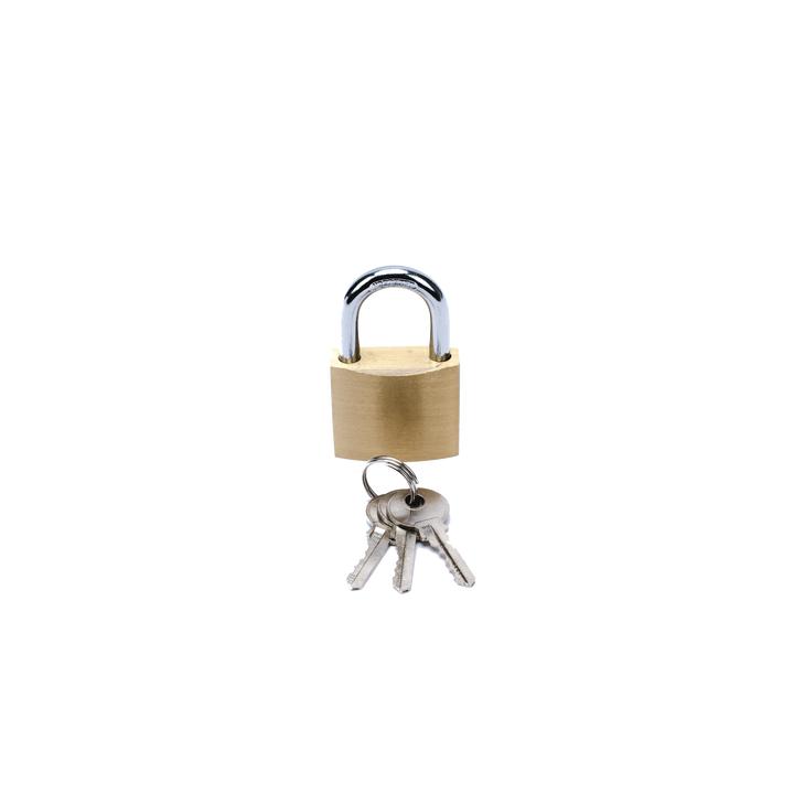 Candado de Latón Cuerpo 40 x 40 mm Con 3 Llaves. Diam. de Perno: 6.2 mm