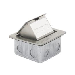 Mini Caja de Piso Rectangular para Datos y Conectores Tipo Keystone, Color y Material en Acero Inoxidable (3 Puertos)