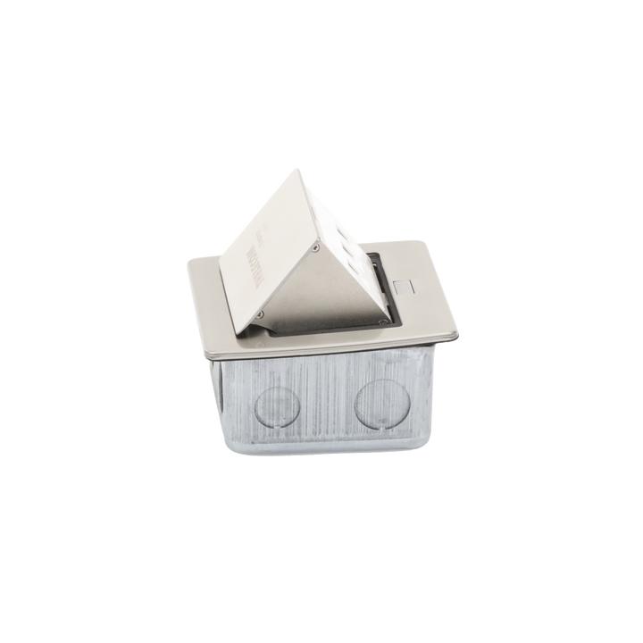 Mini Caja de Piso Rectangular para Datos y Conectores Tipo Keystone, Color y Material en Acero Inoxidable (3 Puertos)